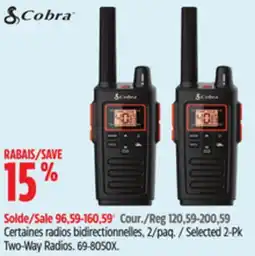 Canadian Tire cobra Selected 2-Pk Two-Way Radios offer