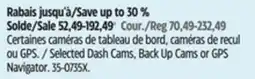 Canadian Tire Selected Dash Cams, Back Up Cams or GPS Navigator offer