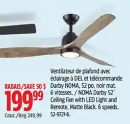 Canadian Tire NOMA Darby 52˝ Ceiling Fan with LED Light and Remote, Matte Black offer