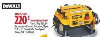 Canadian Tire Dewalt 13˝ Three-Knife, Two-Speed Planer, 15A offer
