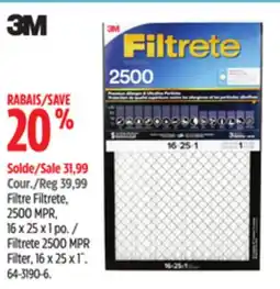 Canadian Tire 3M Filtrete 2500 MPR Filter, 16 x 25 x 1˝ offer