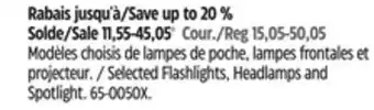 Canadian Tire Energizer Selected Flashlights, Headlamps and Spotlight offer