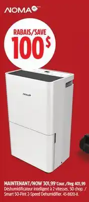 Canadian Tire Noma Smart 50-Pint 2-Speed Dehumidifier offer