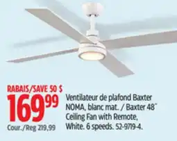 Canadian Tire Baxter 48˝ Ceiling Fan with Remote, White offer