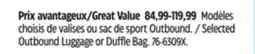 Canadian Tire Selected Outbound Luggage or Duffle Bag offer