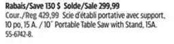 Canadian Tire Mastercraft 10˝ Portable Table Saw with Stand offer