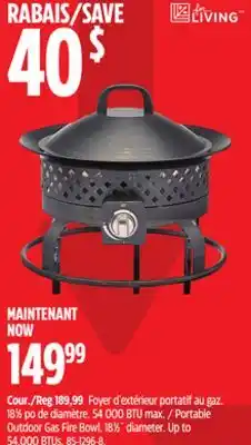 Canadian Tire LIVING Portable Outdoor Gas Fire Bowl offer