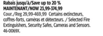 Canadian Tire Selected Fire Extinguishers, Security Safes, Cameras and Sensors offer