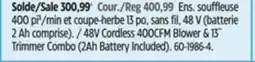 Canadian Tire Yardworks 48V Cordless 400CFM Blower & 13 Trimmer Combo offer