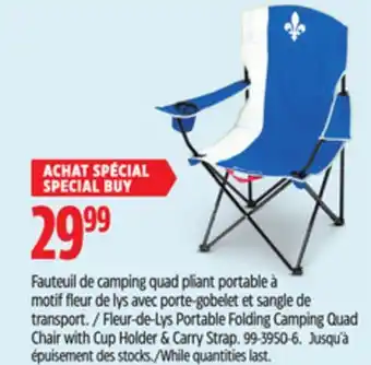 Canadian Tire Fleur-de-Lys Portable Folding Camping Quad Chair with Cup Holder & Carry Strap offer