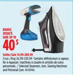 Canadian Tire Singer Selected Steamers, Iron, Sewing Machines and Personal Care offer