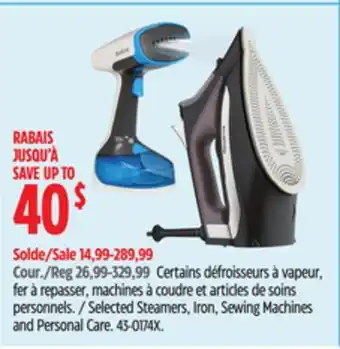 Canadian Tire Singer Selected Steamers, Iron, Sewing Machines and Personal Care offer