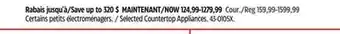 Canadian Tire Selected Countertop Appliances offer
