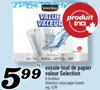Marché Richelieu ESSUIE-TOUT DE PAPIER VALEUR SELECTION | SELECTION VALUE PAPER TOWELS offer