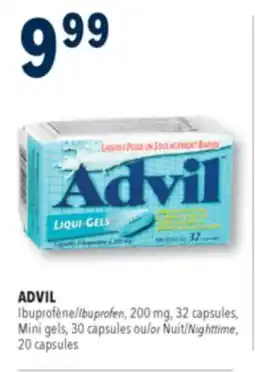Familiprix ADVIL Ibuprofen, 200 mg, 32 Mini gels, 30 capsules or Nuit/Nighttime, 20 capsules offer