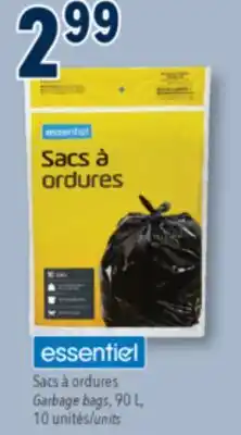 Familiprix ESSENTIEL Garbage bags, 90 L, 10 units offer