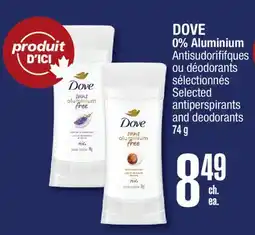 Jean Coutu DOVE 0% Aluminium Selected antiperspirants and deodorants offer