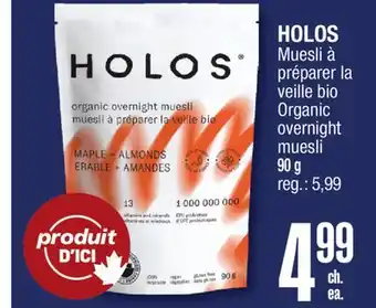 Jean Coutu HOLOS Organic overnight muesli offer