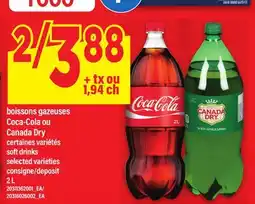 Maxi BOISSONS GAZEUSES COCA-COLA OU CANADA DRY | SOFT DRINKS, 2 L offer