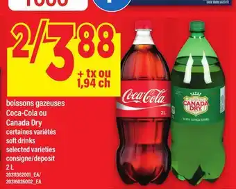 Maxi BOISSONS GAZEUSES COCA-COLA OU CANADA DRY | SOFT DRINKS, 2 L offer