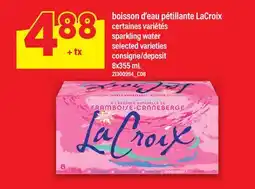 Maxi BOISSON D'EAU PÉTILLANTE LACROIX, 8x355 mL / sparkling water offer