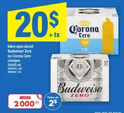 Maxi BIÈRE SANS ALCOOL BUDWEISER ZERO OU CORONA CERO, 12x355 mL offer