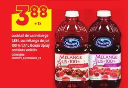 Maxi COCKTAIL DE CANNEBERGE, 1.89 L DE JUS 100% 1,77 L OCEAN SPRAY offer