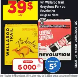 Maxi VIN WALLAROO TRAIL, GREYSTONE PARK OU REVOLUTION | WINE, 4 L offer