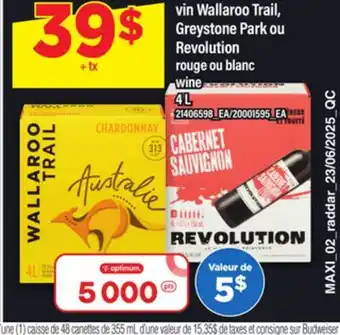 Maxi VIN WALLAROO TRAIL, GREYSTONE PARK OU REVOLUTION | WINE, 4 L offer