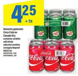 Maxi BOISSONS GAZEUSES COCA-COLA OU CANADA DRY, 6x222 mL offer
