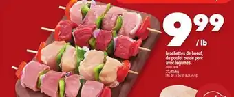 Marche Ami brochettes de boeuf, de poulet ou de porc avec légumes offer