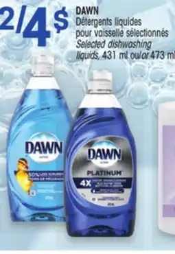 Uniprix DAWN Détergents liquides pour vaisselle sélectionnés/ Selected dishwashing liquids offer