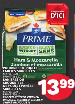 Marché Bonichoix MAPLE LEAF PRIME (568 g), (700 g) FROZEN STUFFED CHICKEN BREASTS, BREADED CHICKEN STRIPS OR NUGGETS offer