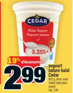 Super C yogourt nature halal Cedar | Cedar halal plain yogurt offer