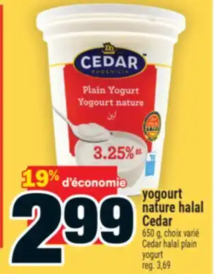 Super C yogourt nature halal Cedar | Cedar halal plain yogurt offer