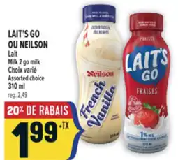 Marché Adonis LAIT'S GO OU NEILSON Lait | Milk 2 go milk offer