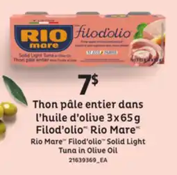 Provigo RIO MARE FILOD'OLIO SOLID LIGHT TUNA IN OLIVE OIL, 3X65G offer