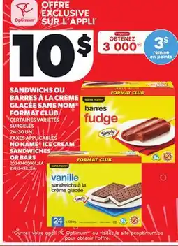 Provigo NO NAME ICE CREAM SANDWICHES OR BARS, 24-30 UN offer