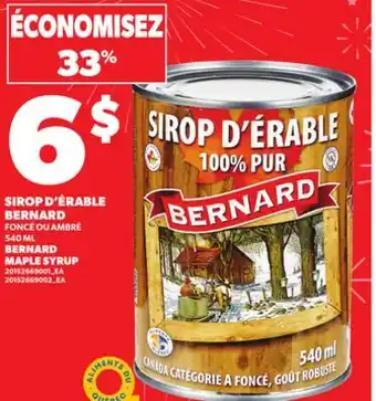 Provigo BERNARD MAPLE SYRUP, 540 ML offer