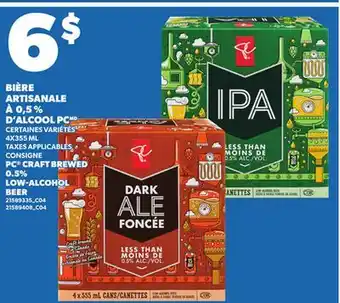 Provigo PC CRAFT BREWED 0.5% LOW-ALCOHOL BEERBEER, 4X355 ML offer