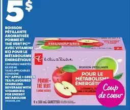 Provigo PC APPLE + GREEN TEA FLAVOURED SPARKLING BEVERAGE WITH VITAMIN B12 FOR ENERGY METABOLISM, 6X355 ML offer