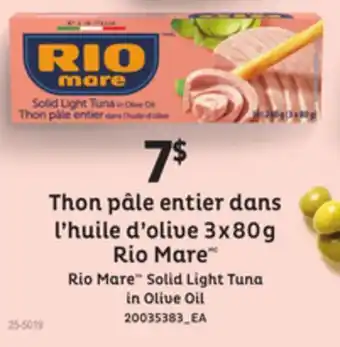 Provigo RIO MARE SOLID LIGHT TUNA IN OLIVE OIL, 3x80g offer