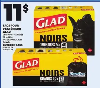 Provigo GLAD OUTDOOR BAGS, 10-40 UN offer