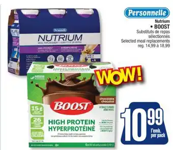 Jean Coutu PERSONNELLE Nutrium, BOOST Selected meal replacements offer