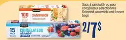 Jean Coutu SELECTION Selected sandwich and freezer bags offer