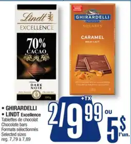 Jean Coutu GHIRARDELLI, LINDT Excellence Chocolate bars offer