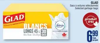 Jean Coutu GLAD Selected garbage bags offer