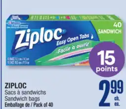 Jean Coutu ZIPLOC Sandwich bags offer