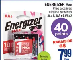 Jean Coutu ENERGIZER Max Alkaline batteries offer