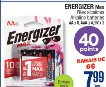 Jean Coutu ENERGIZER Max Alkaline batteries offer